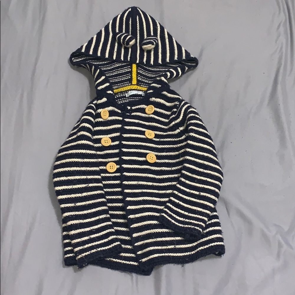 Baby Boden sweater jacket with ears on the hood
